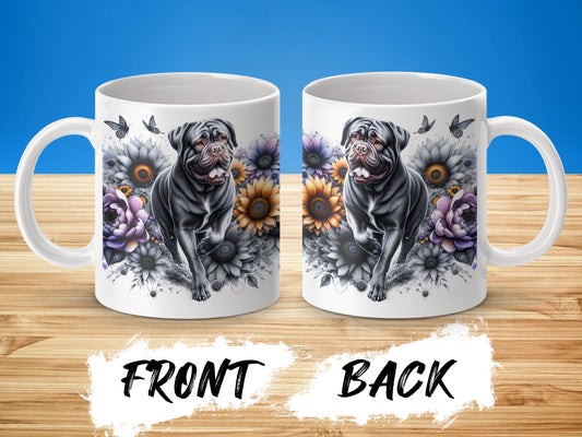 Colorful Floral Mastiff Dog Artwork Coffee Mug product