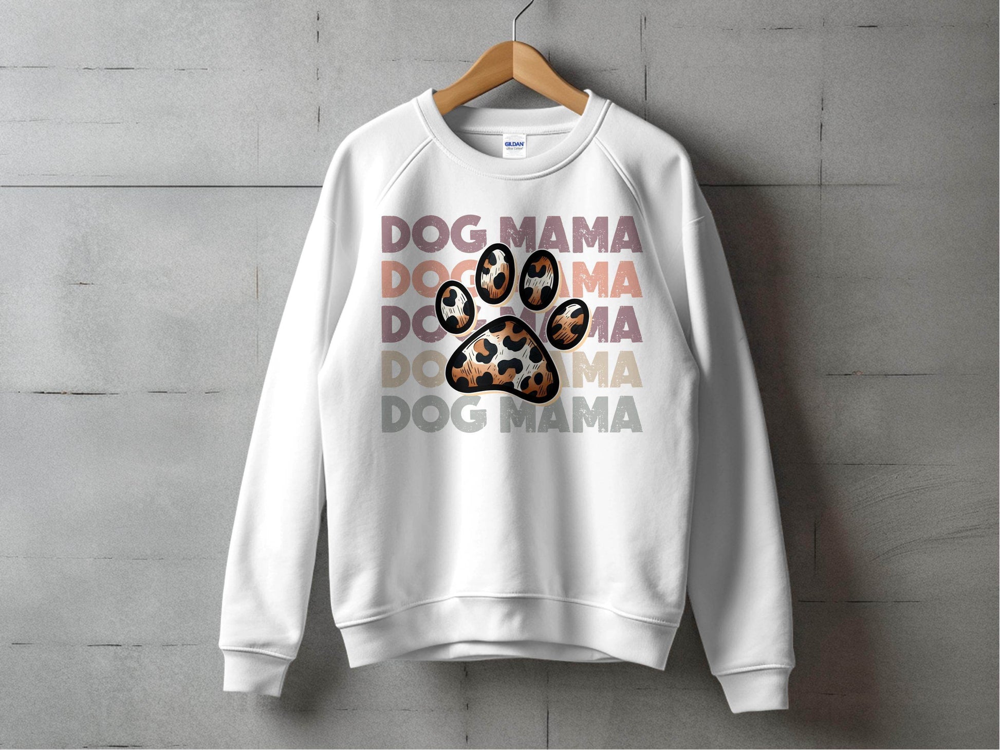 Dog Mama Paw Print Repeating Wording Design Image Sweater - Design & Vybe