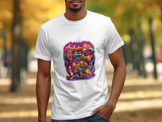 Epic Fantasy Illustration Featuring Fearsome Creatures T-Shirt - Design & Vybe