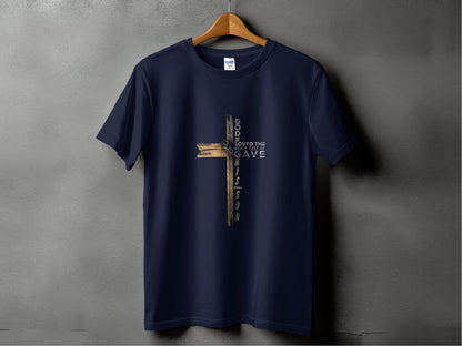 God so Loved the World Christian Wooden Cross Bible T-Shirt - Design & Vybe