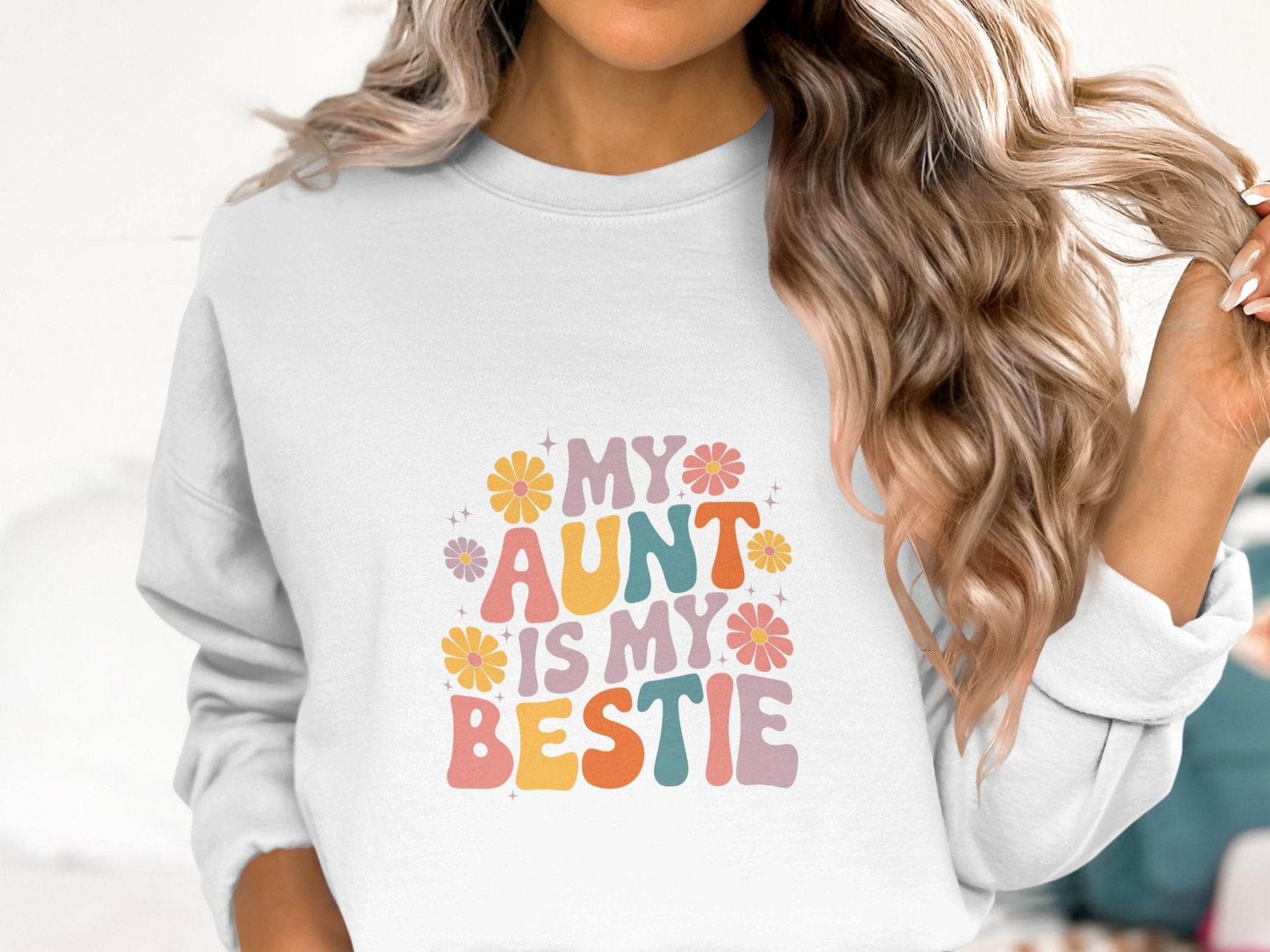 My Aunt is My Bestie Floral Design Graphic Sweater - Design & Vybe
