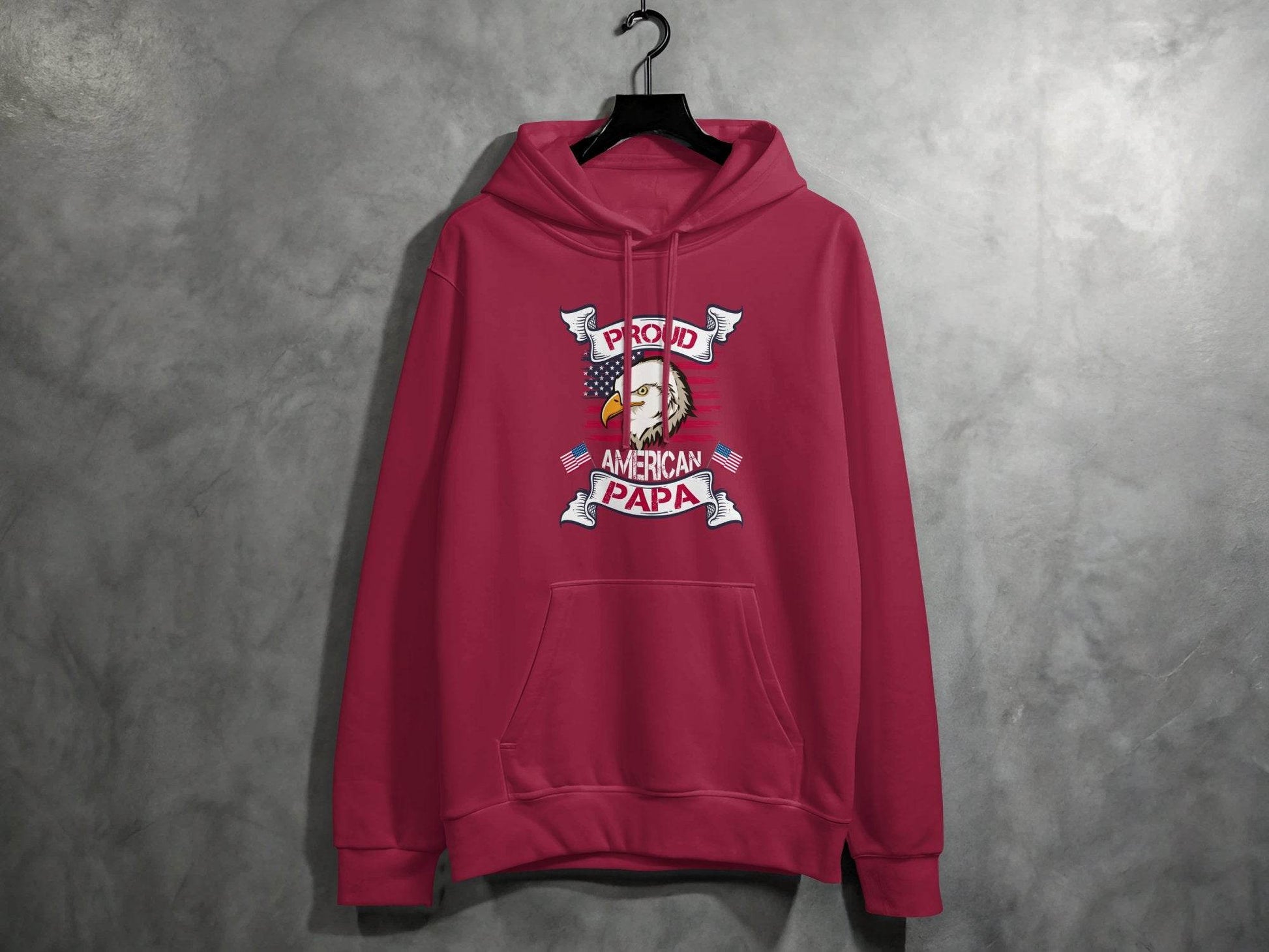 Proud American Papa USA Flag Bald Eagle Hoodie - Design & Vybe