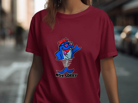 Funny Not Sorry Fish Style Skeleton With Sunglasses T-Shirt - Design & Vybe