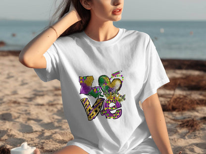 Teach Love Inspire Louisiana Heart Crown Mardi Gras T-Shirt - Design & Vybe