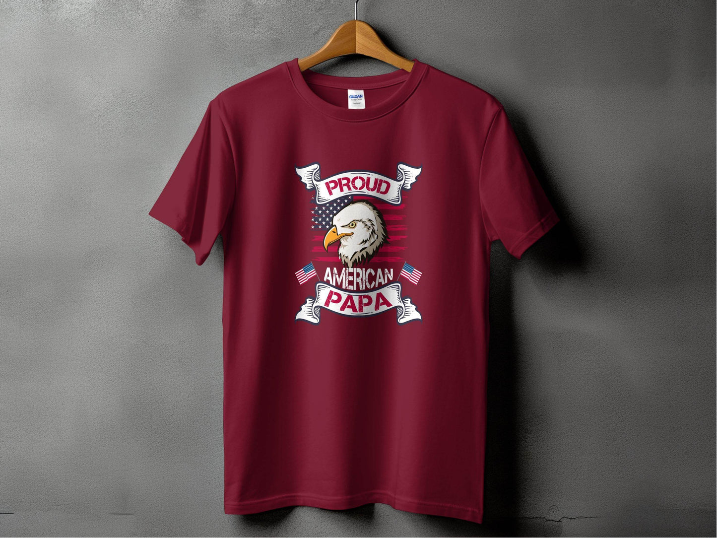 Proud American Papa USA Flag Bald Eagle T-Shirt - Design & Vybe