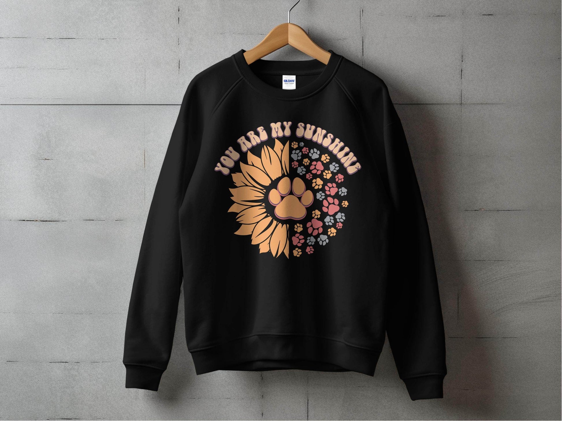 You Are My Sunshine Sunflower Paw Pattern Graphic Sweater - Design & Vybe