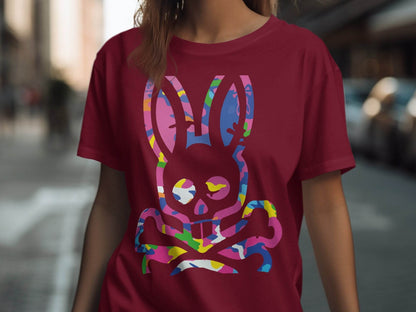 Colorful Abstract Skull Bunny Graphic T-Shirt product
