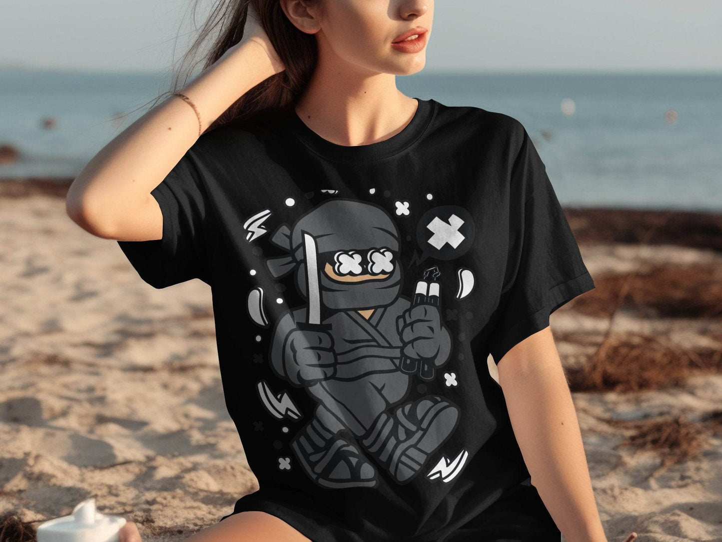 Ninja Cartoon Character with Nunchucks Graphic T-Shirt - Design & Vybe