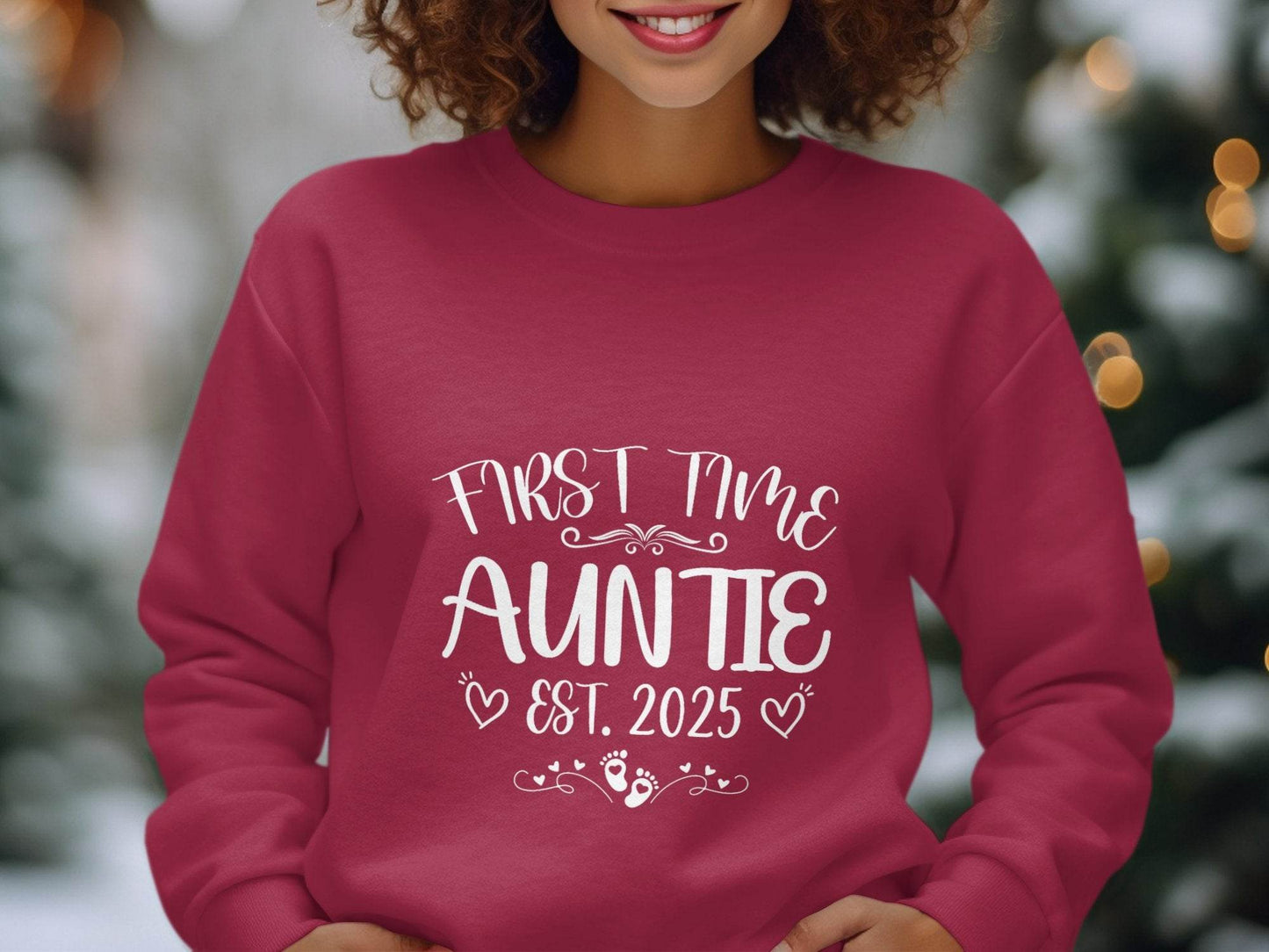 First Time Auntie Est 2025 New Aunt Design Sweater - Design & Vybe