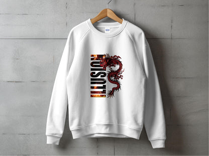 Fire Dragon Illusion White Sweatshirt product type