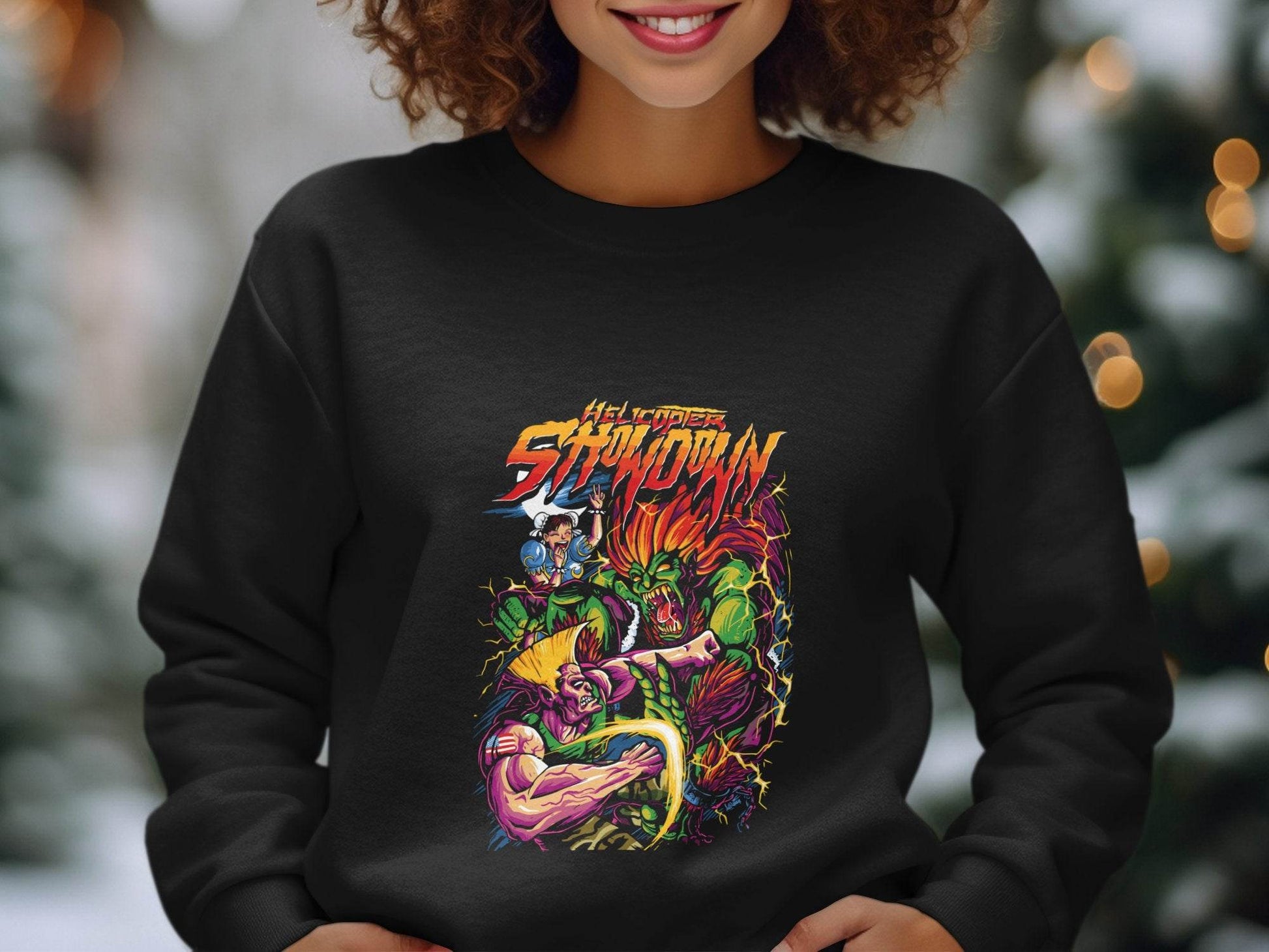 Helicopter Showdown Illustration Graphic Print Style Sweater - Design & Vybe