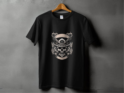 Skull with Guns and Flags Graphic T-Shirt - Design & Vybe
