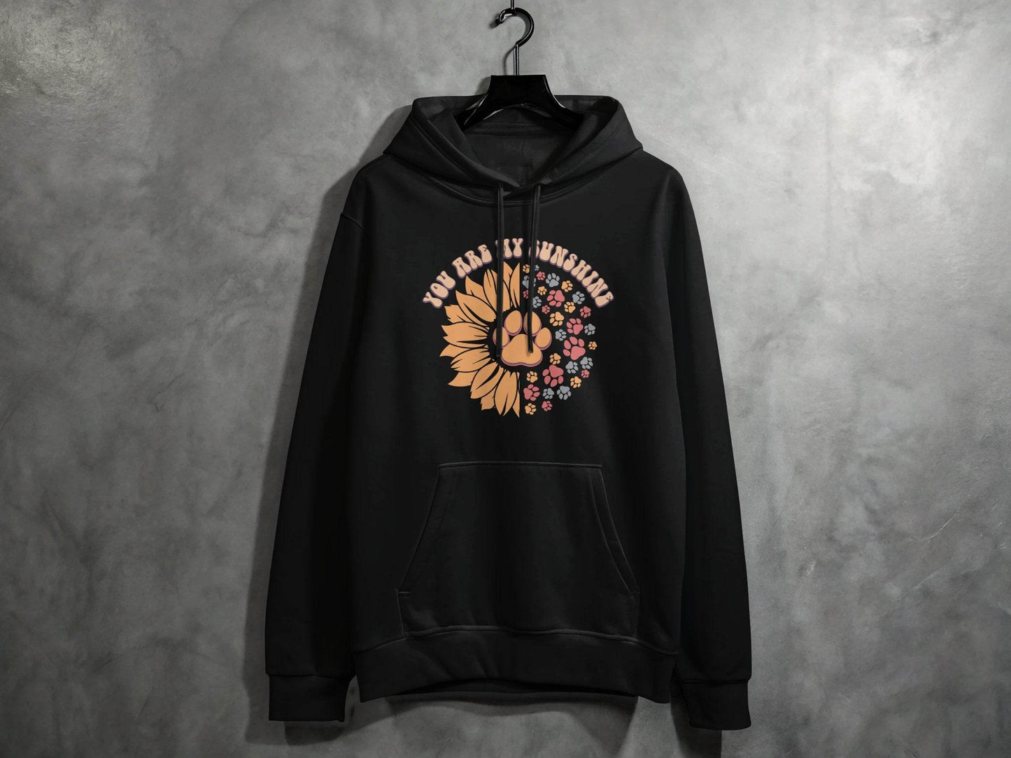 You Are My Sunshine Sunflower Paw Pattern Graphic Hoodie - Design & Vybe
