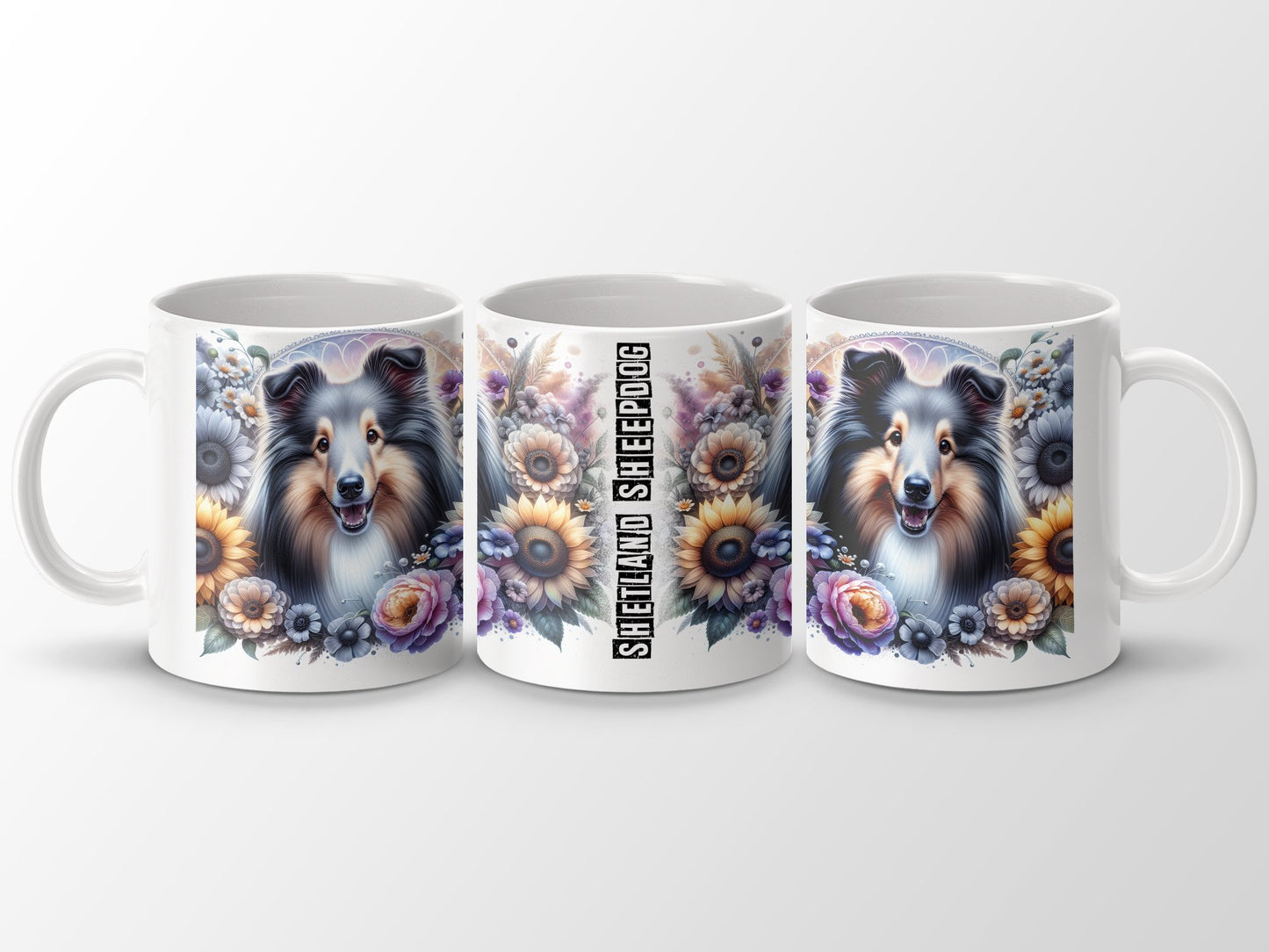 Shetland Sheepdog Floral Design Coffee Mug product type