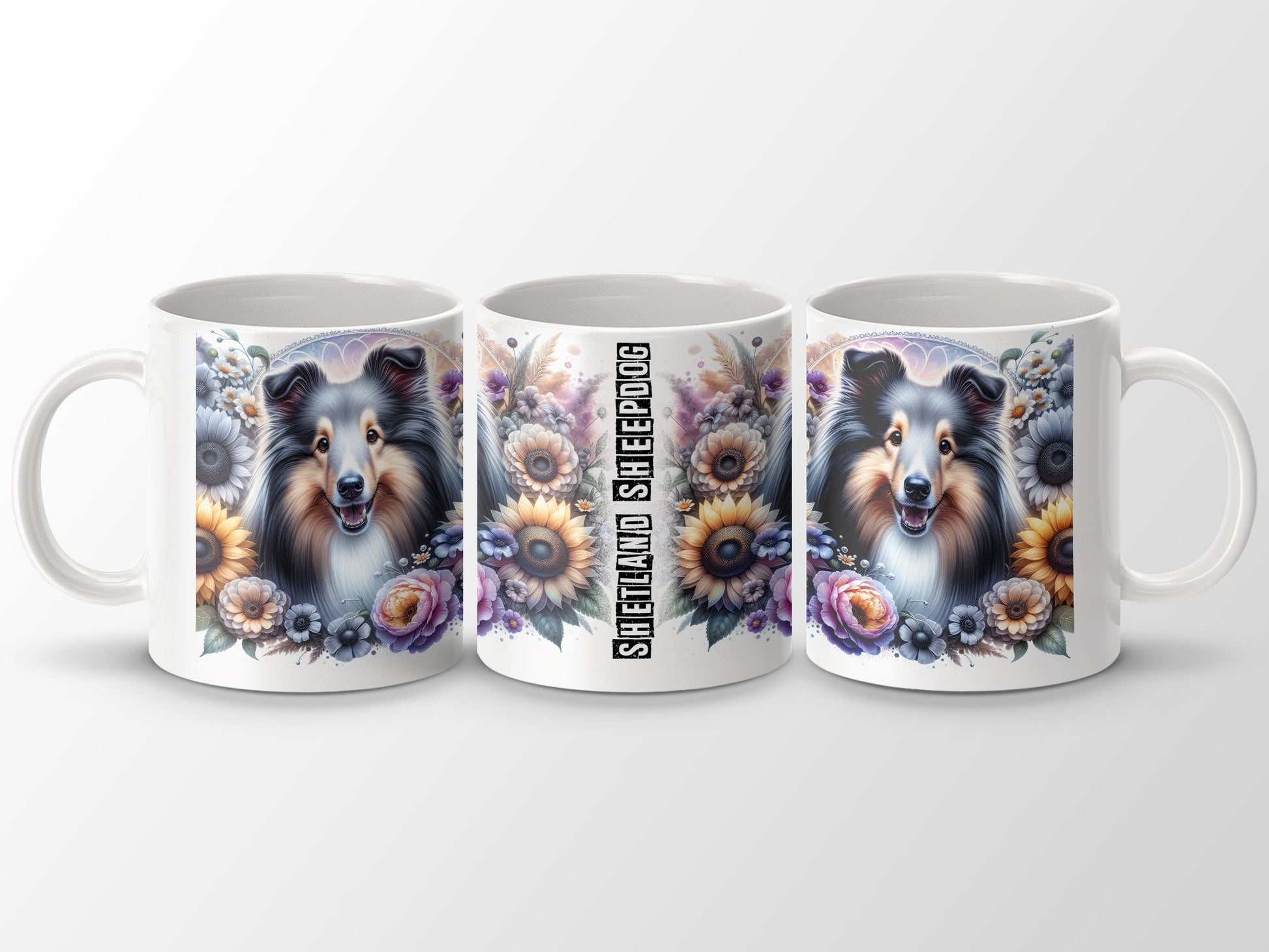 Shetland Sheepdog Floral Design Coffee Mug product type