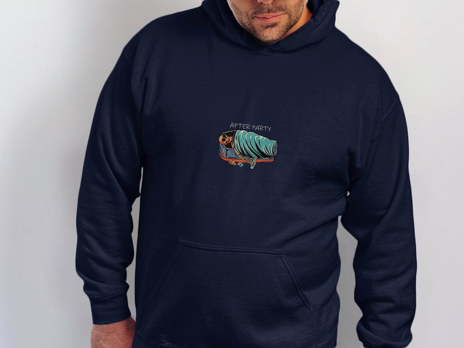 After Party Skeleton Resting in Coffin Graphic Hoodie - Design & Vybe