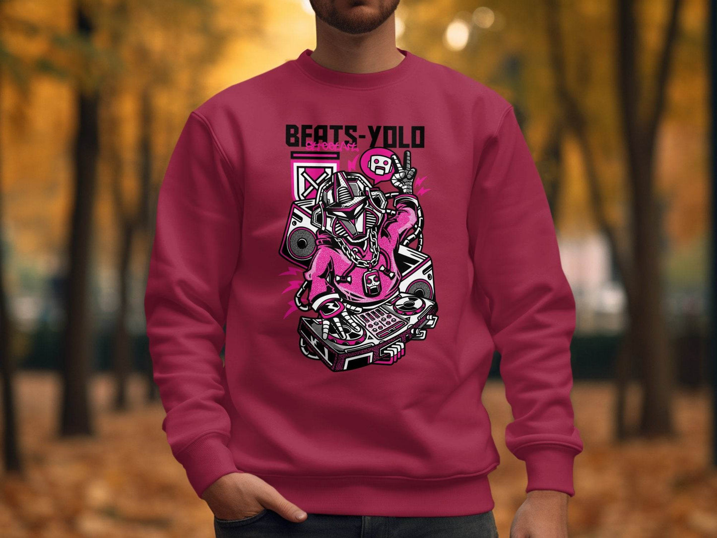 Beats Yolo Street Art Robot DJ Graphic Design Sweater - Design & Vybe