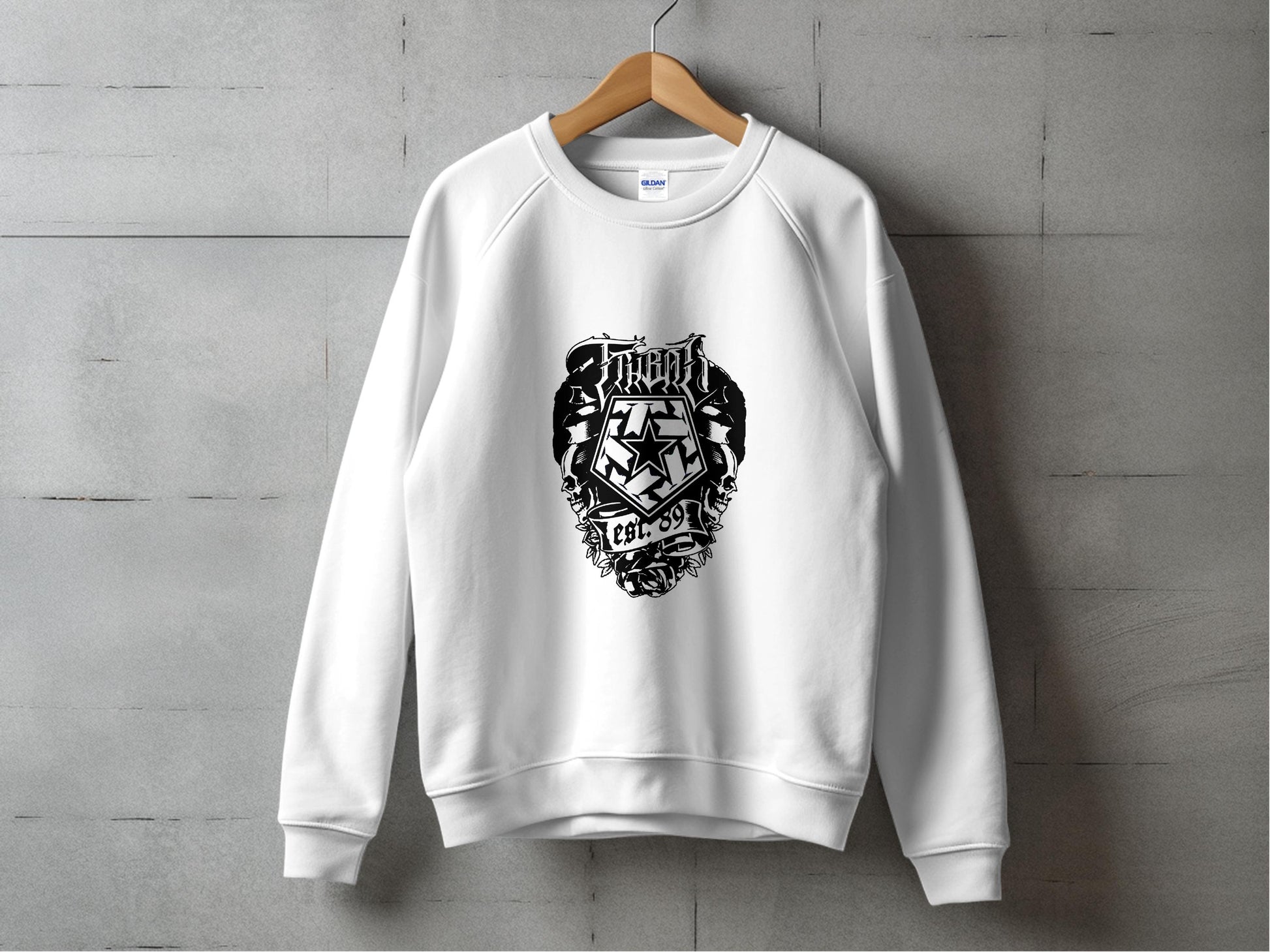 Stylish Graphic White Sweatshirt Clothing Product