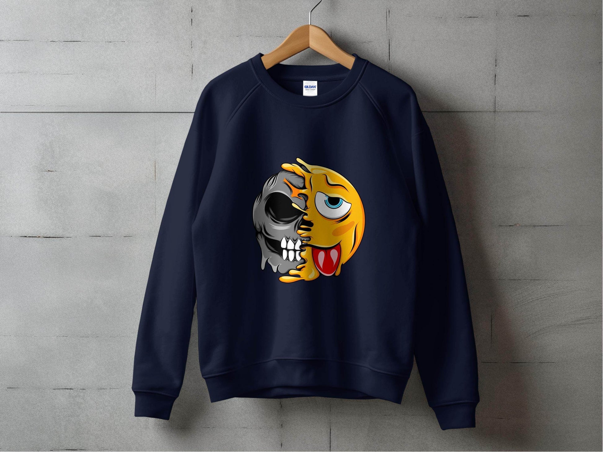 Edgy Skull and Funny Face Duality Creative Smiley Sweater - Design & Vybe