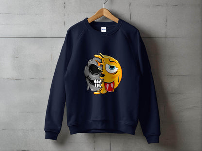 Edgy Skull and Funny Face Duality Creative Smiley Sweater - Design & Vybe