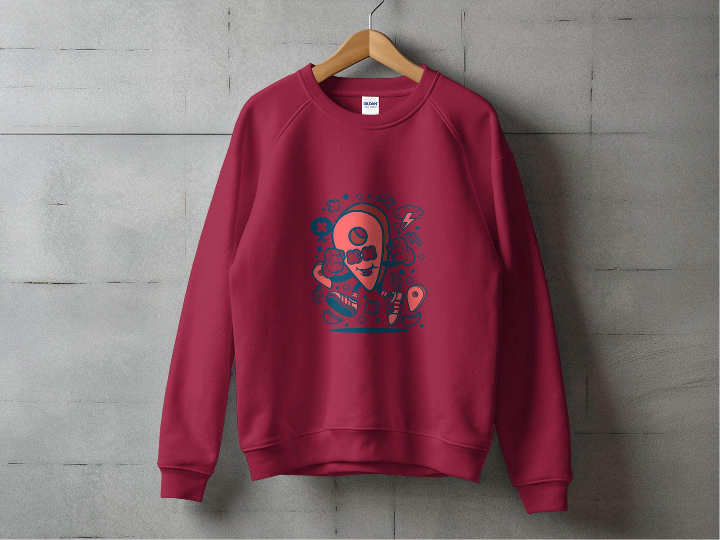 Fun Cartoon Location Pin Graphic Sweater - Design & Vybe