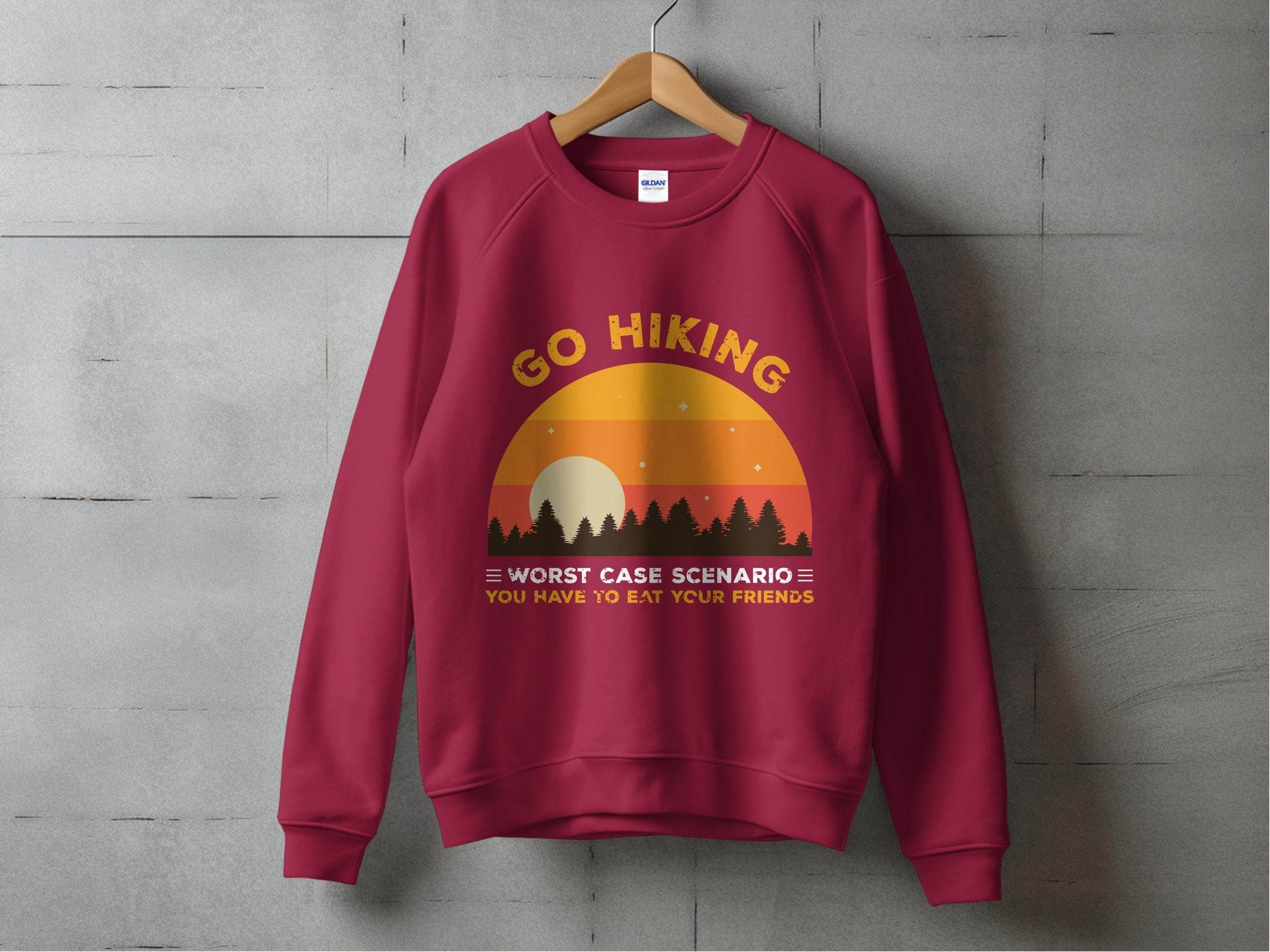 Go Hiking You Have To Eat Your Friends Sunset Design Sweater - Design & Vybe