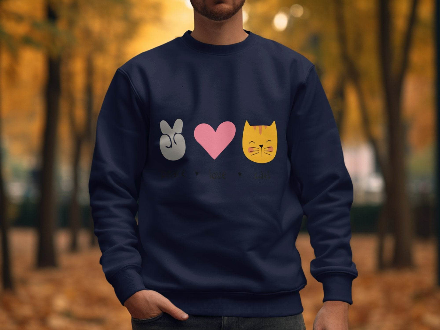 Peace Love Cats Graphic Design Sweater - Design & Vybe