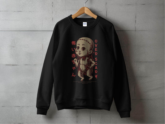 Scary Doll with Japanese Text Design Trendy Over Scary Sweater - Design & Vybe