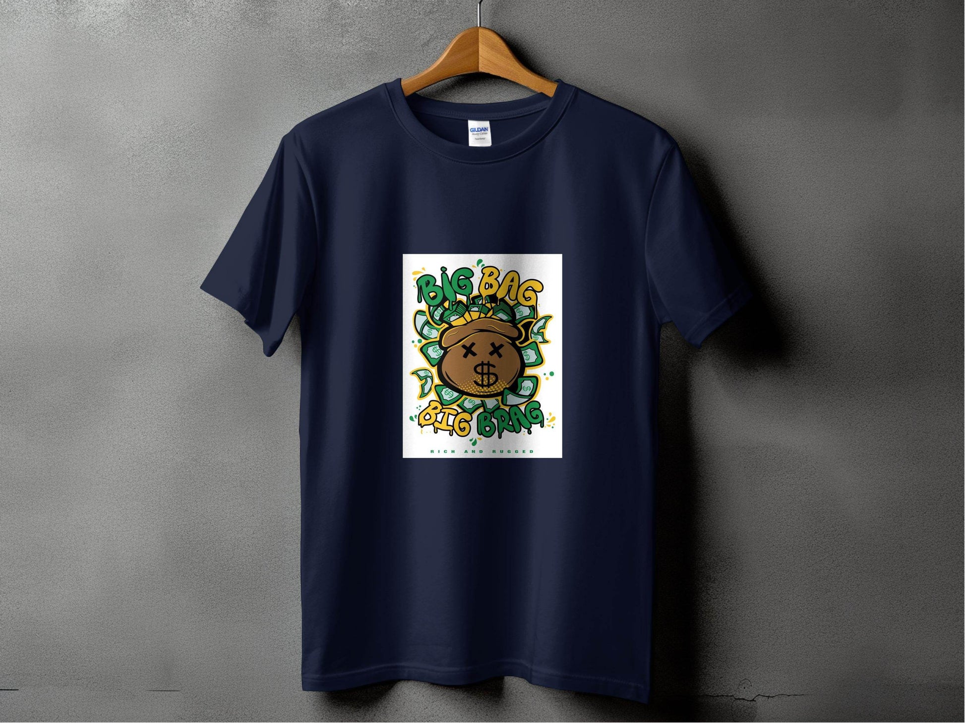 Big Bag and Big Brag Rich and Rugged Design T-Shirt - Design & Vybe