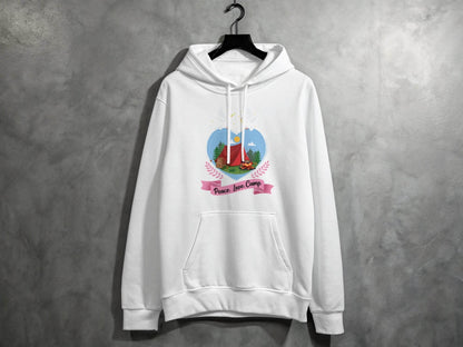 Peace Love Camp Heart and Tent Design Pigeon Art Hoodie - Design & Vybe