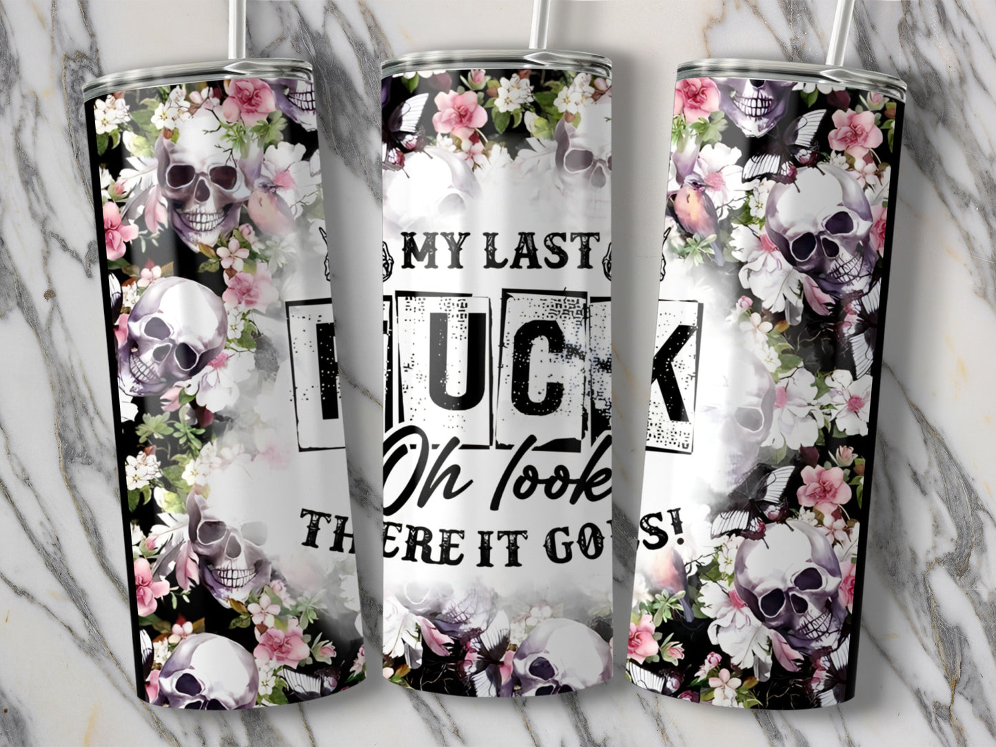 Floral Skull and Quote Design Insulated Tumbler product type
