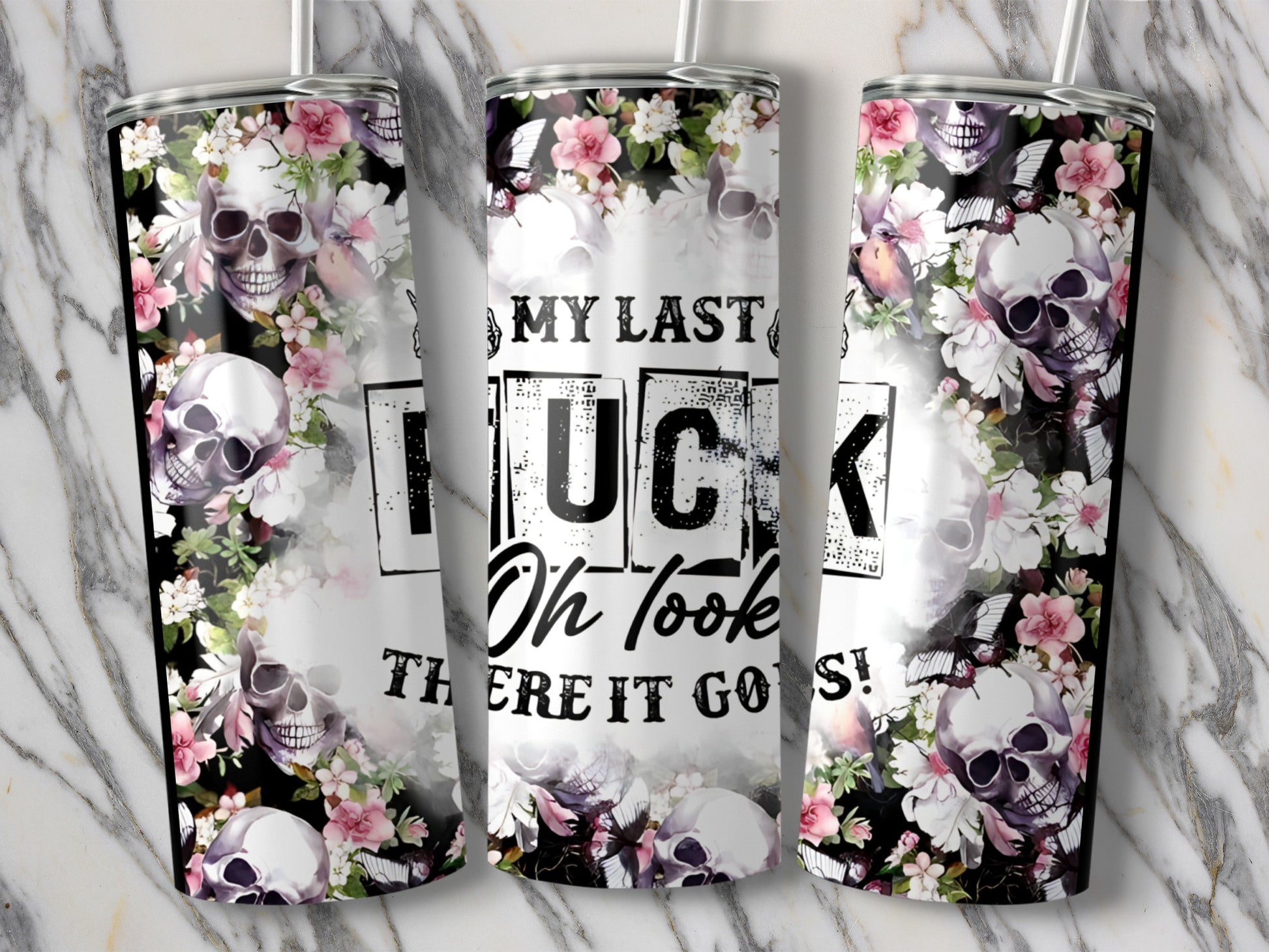 Floral Skull and Quote Design Insulated Tumbler product type