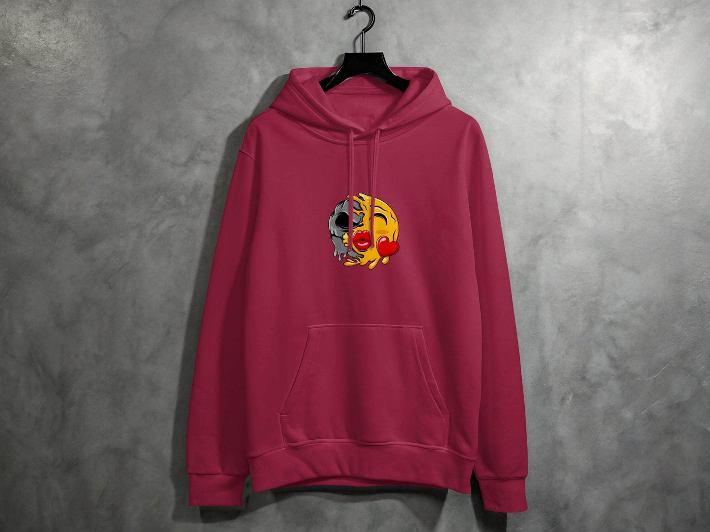 Melting Emoji Kiss with Skull Graphic Design Hoodie - Design & Vybe