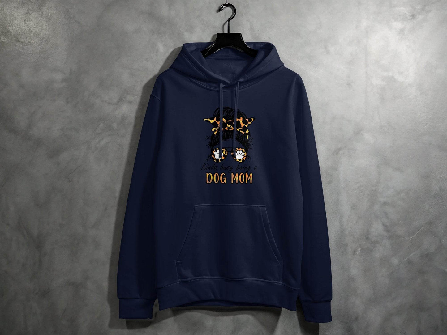 Kinda Busy Being A Dog Mom with Paw Print Glasses Hoodie - Design & Vybe