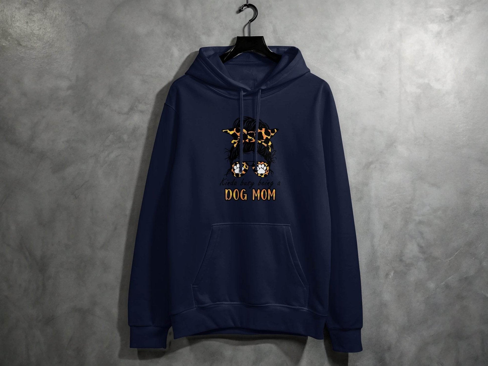 Kinda Busy Being A Dog Mom with Paw Print Glasses Hoodie - Design & Vybe