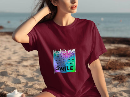 Make Me Smile Rainbow Gradient Design Graphic T-Shirt - Design & Vybe