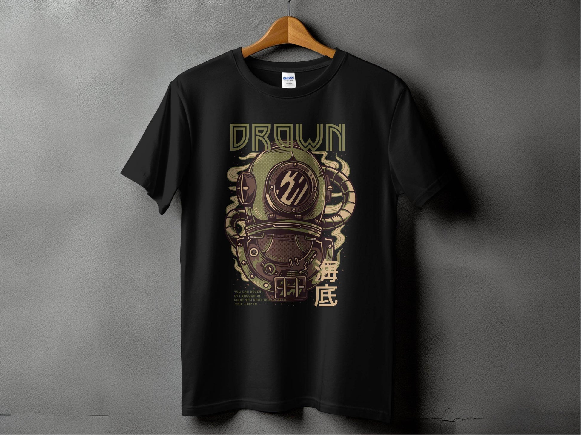 Drown Underwater Helmet Design Cool Graphic T-Shirt - Design & Vybe