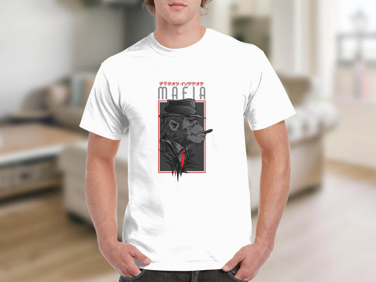 Gorilla Mafia with a Hat and Red Tie Graphic T-Shirt - Design & Vybe