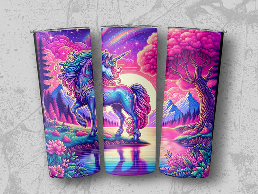 Starry Unicorn in Mystical Forest Tumbler product