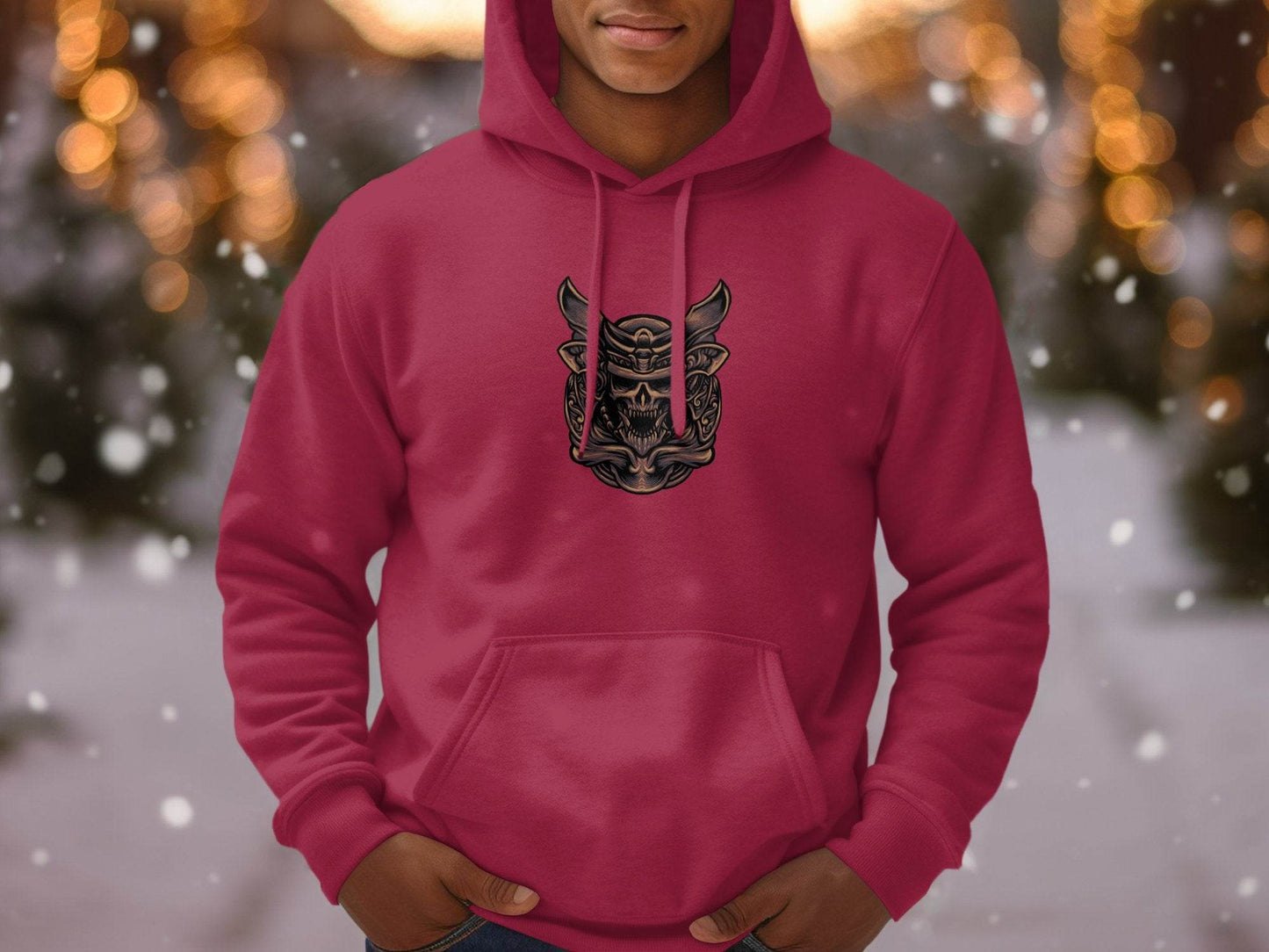 Fierce Warrior Skull Design Hoodie for Bold Style - Design & Vybe