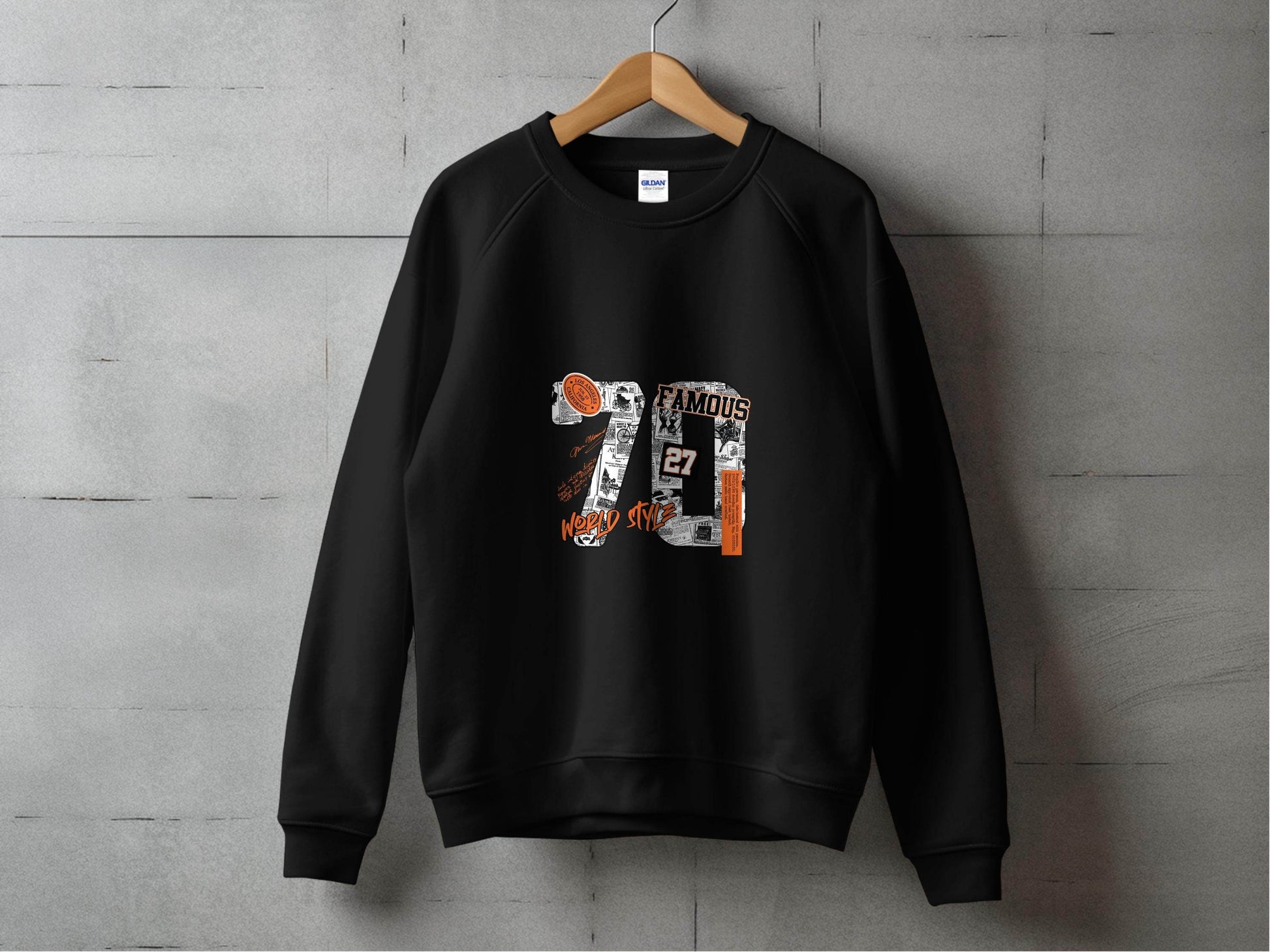 Retro Newspaper Famous 70 World Style Number 27 Sweater - Design & Vybe