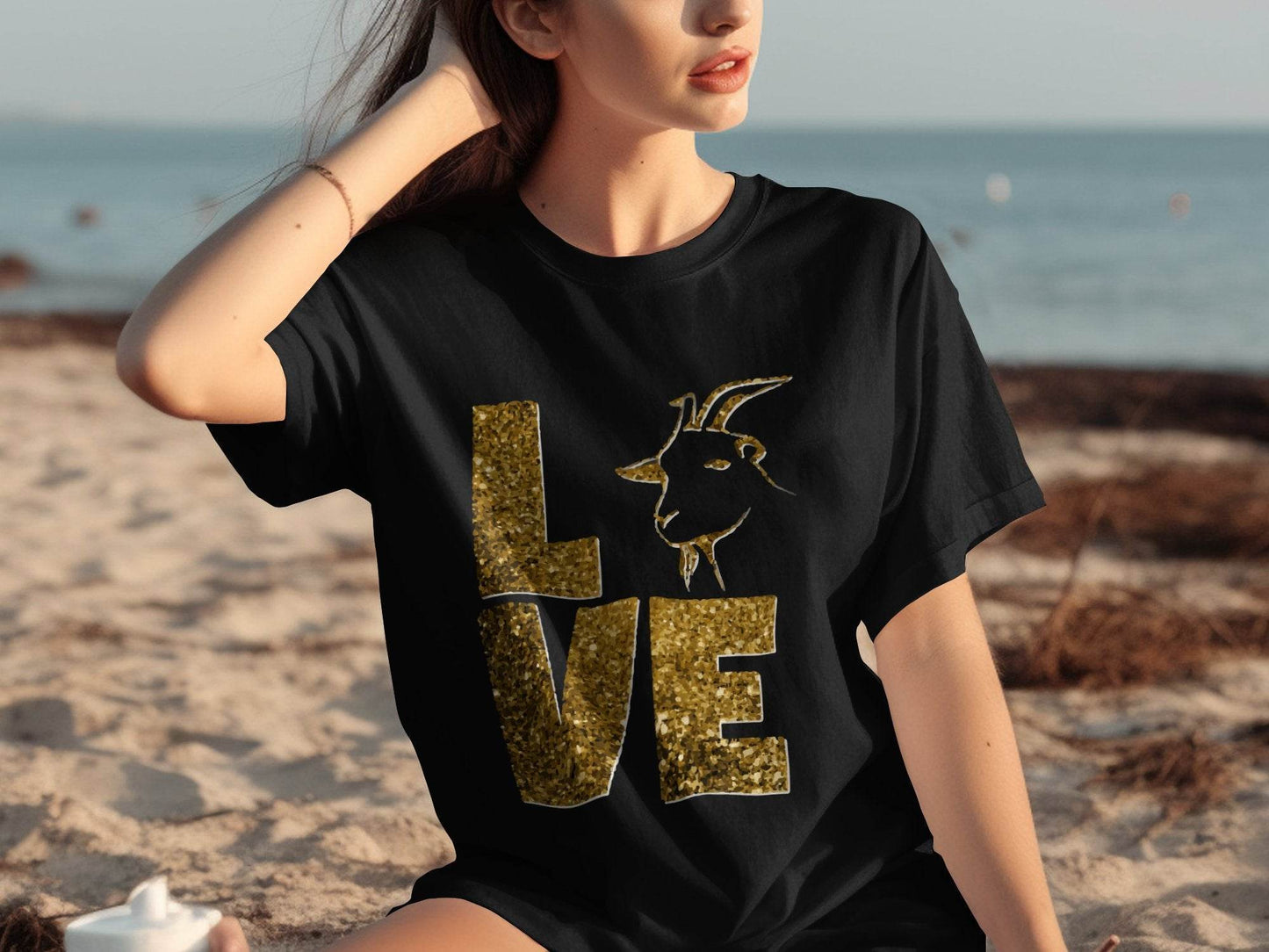 Love Goat Glitter Fun Trendy T-Shirt - Design & Vybe