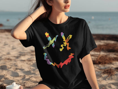 Unique Abstract Dead Smile Colorful Graphic Design Artwork T-shirt - Design & Vybe
