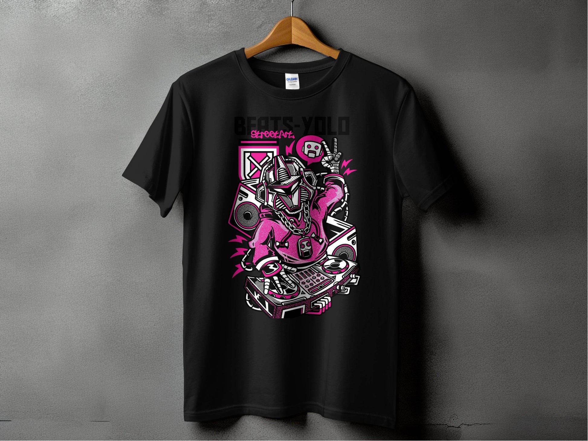 Beats Yolo Street Art Robot DJ Graphic Design T-Shirt - Design & Vybe