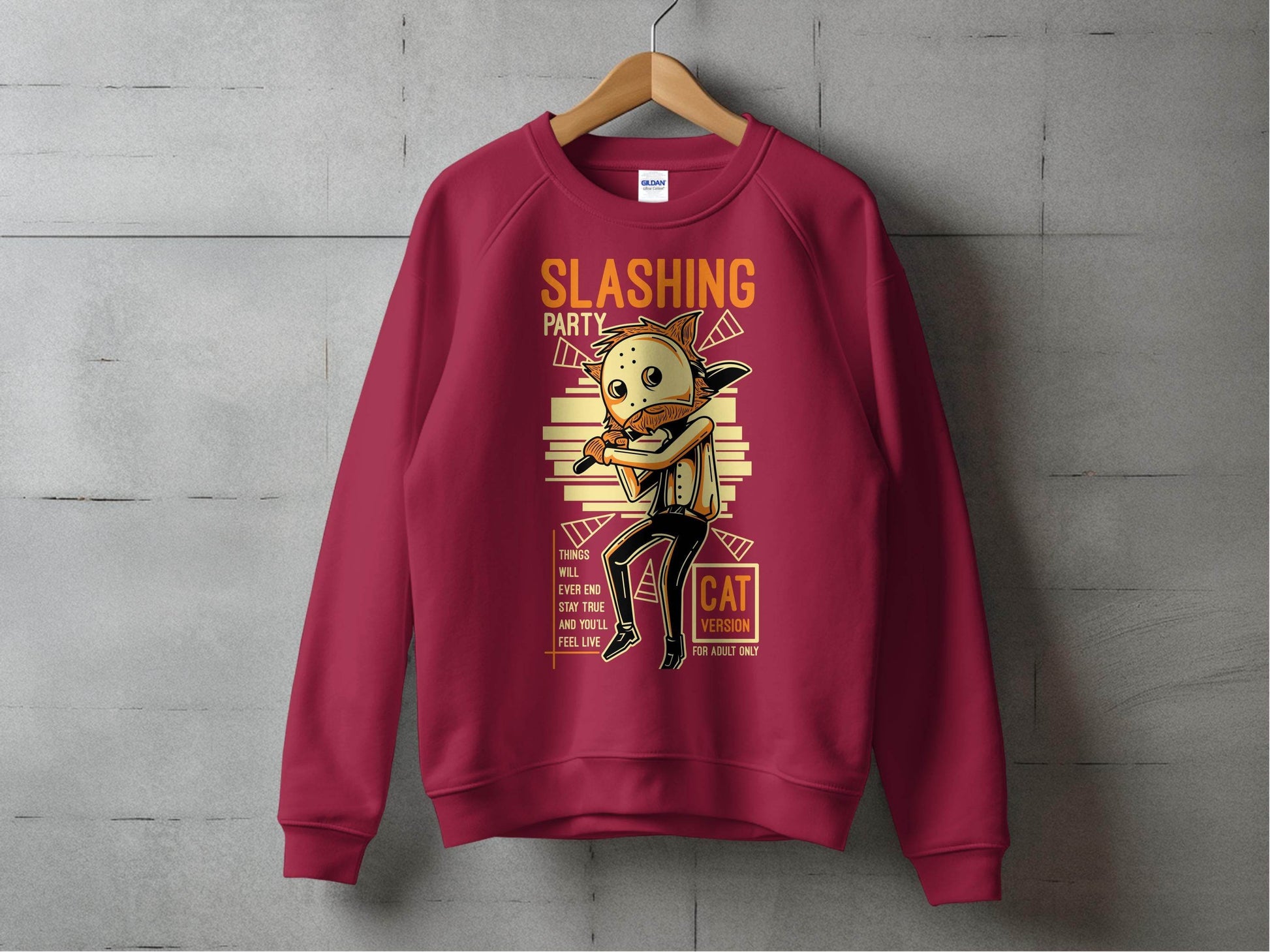 Slashing Party Cat Version for Adult Only Graphic Sweater - Design & Vybe