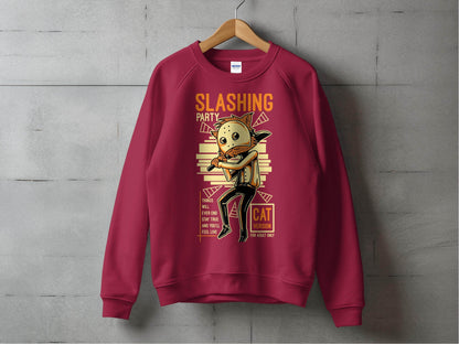 Slashing Party Cat Version for Adult Only Graphic Sweater - Design & Vybe
