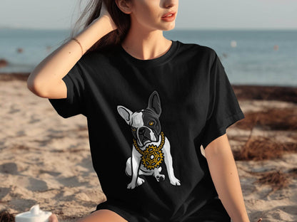 Cool French Bulldog with Bling Design T-Shirt - Design & Vybe