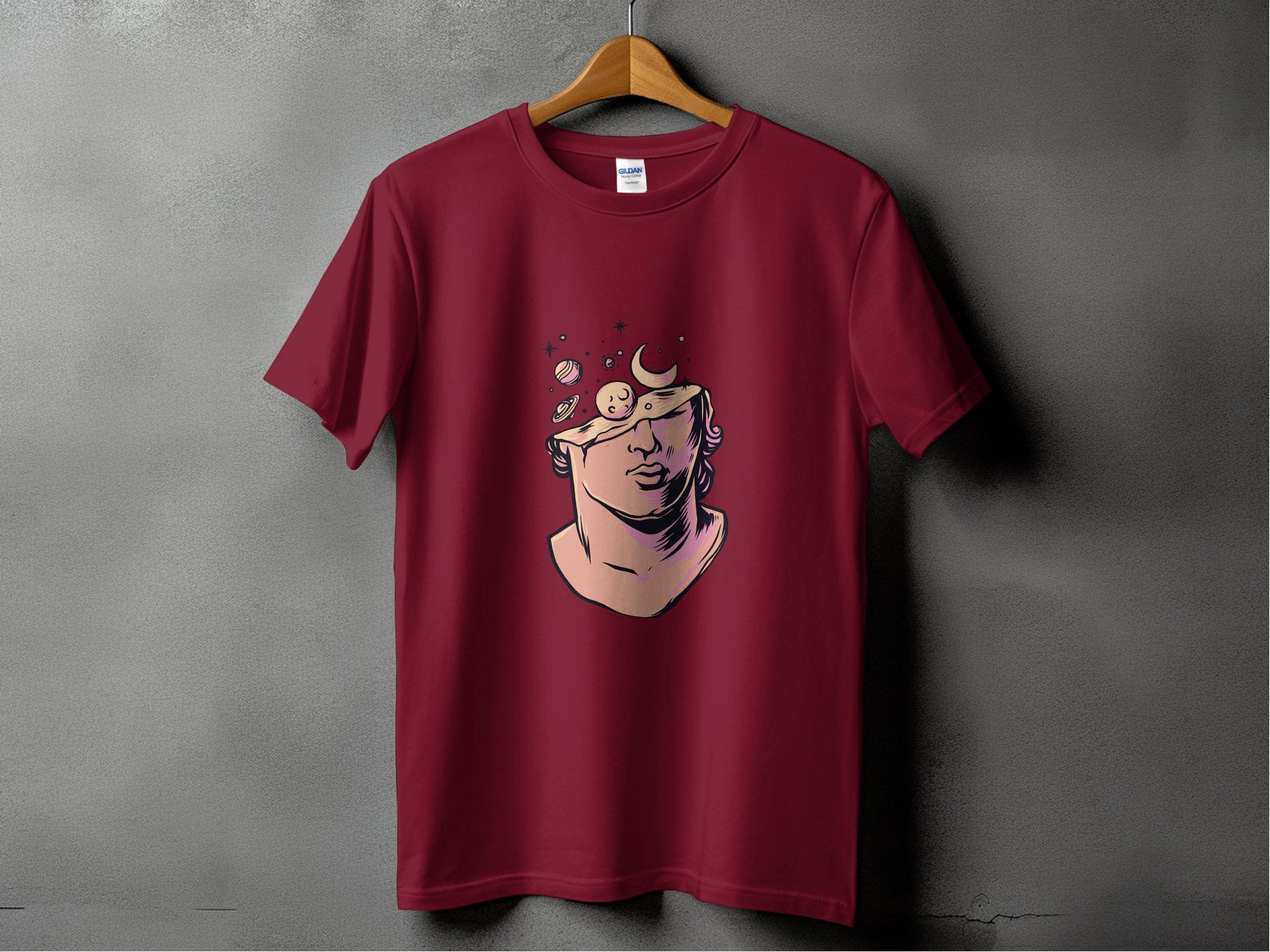 Head in the Space Planets and Moon Graphic Art T-Shirt - Design & Vybe