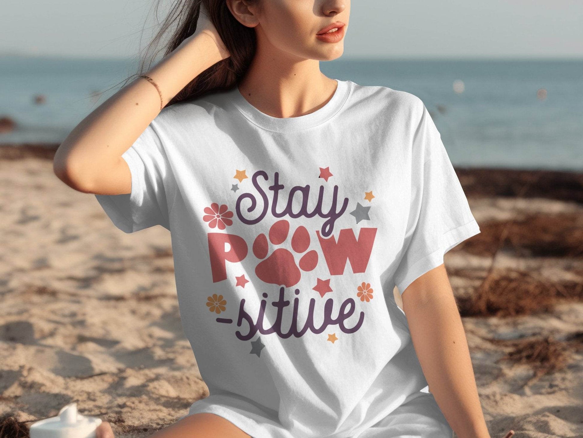 Stay Paw-sitive Pet Dog Animal Lover Graphic Design T-Shirt - Design & Vybe
