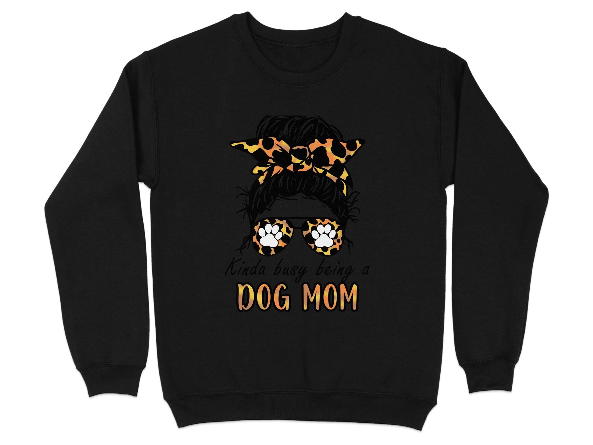 Kinda Busy Being A Dog Mom with Paw Print Glasses Sweater - Design & Vybe